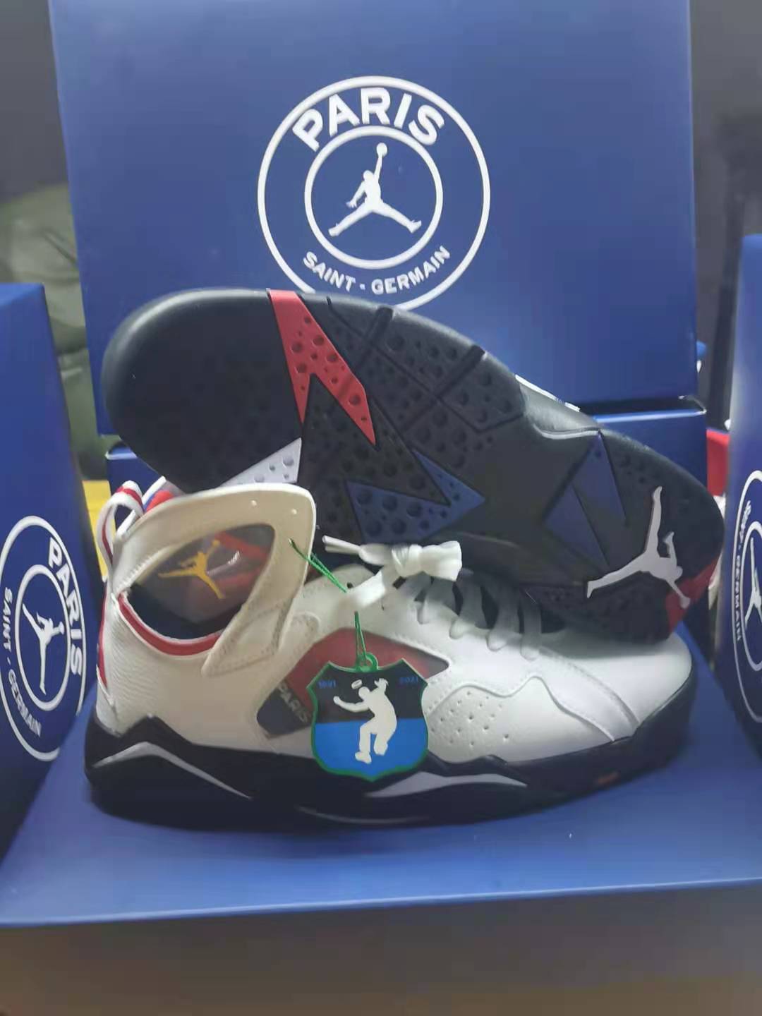 New Air Jordan 7 Paris White Blue Red Black Retro Shoes